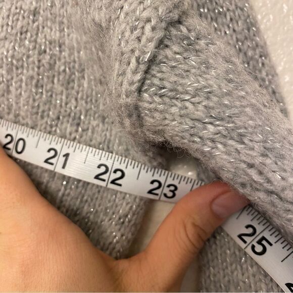 American Eagle oversized crew chunky gray silver sweater wool alpaca blend S - Picture 6 of 7